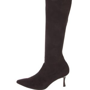 Manolo Blahnik 90s knee high seude sock boot in chocolate brown (used)